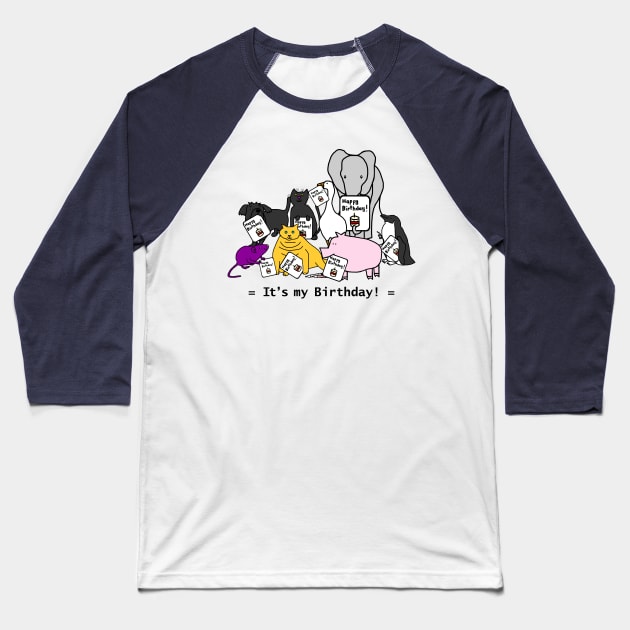 Cute Animals Celebrate Your Birthday Baseball T-Shirt by ellenhenryart